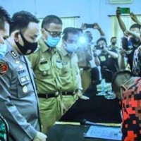 PP dan GMBI Kabupaten Ciamis saat menandatangani Deklarasi Damai